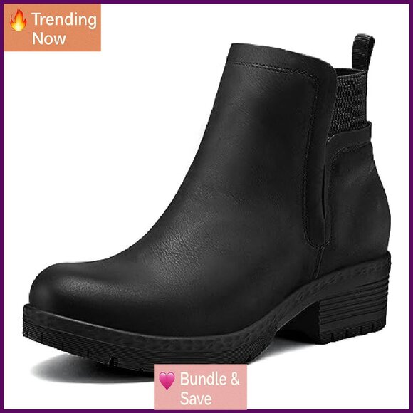 Women's Platform Chelsea Boots Slip On Elastic Gore Lug Sole Ankle Booties - Picture 2 of 8